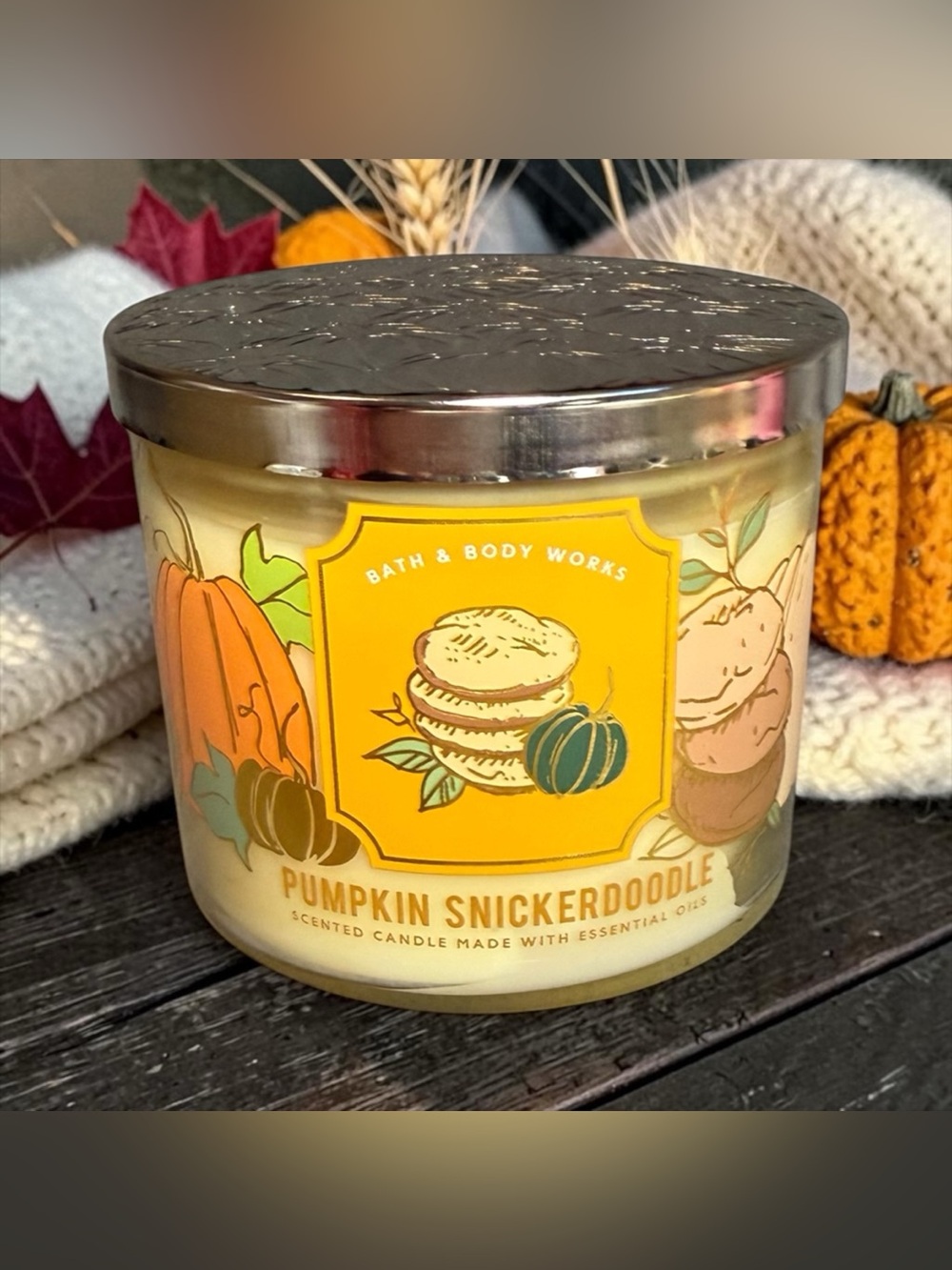 🎃BATH & BODY WORKS🎃Pumpkin Snickerdoodle 3-Wick Candle/NWT